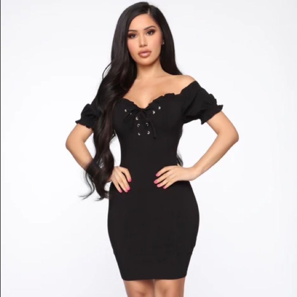 Time With You Off Shoulder Mini Dress - Black